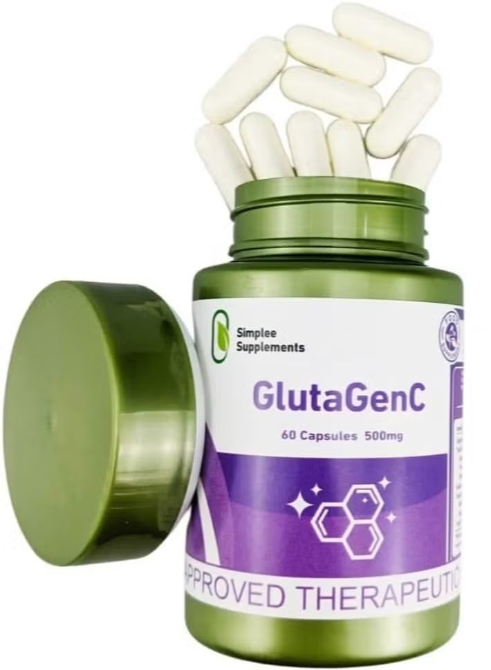 Simplee Supplements GlutaGenC Skin Whitening Capsules – 500mg L-Glutathione, 60 pcs